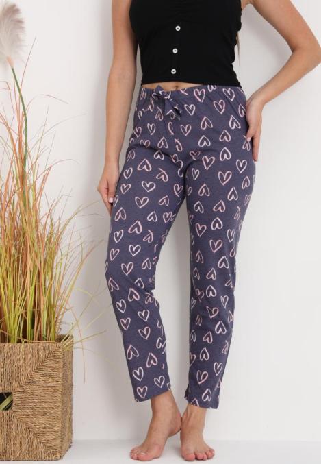 Pantaloni de Pijama Dama ,Culoare Gri Inchis cu Roz ,Engros